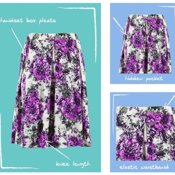 LuLaRoe Madison Pleated Skirt Pockets Floral NEW - Picture 2 of 3